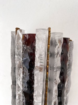 Italian Hammered Glass and Gilt Wrought Iron Sconces from Longobard, 1970s, Set of 2-FUE-1410999