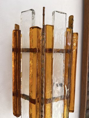 Italian Hammered Glass and Gilt Wrought Iron Sconces from Longobard, 1970s, Set of 2-FUE-1454610