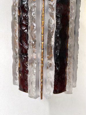 Italian Hammered Glass and Gilt Wrought Iron Sconces from Longobard, 1970s, Set of 2-FUE-1410999