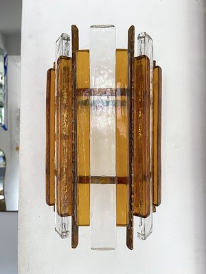 Italian Hammered Glass and Gilt Wrought Iron Sconces from Longobard, 1970s, Set of 2-FUE-1454610