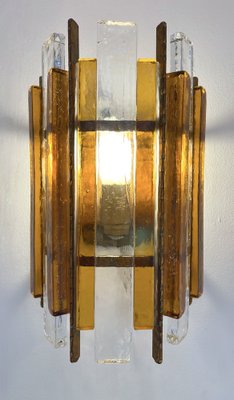 Italian Hammered Glass and Gilt Wrought Iron Sconces from Longobard, 1970s, Set of 2-FUE-1454610