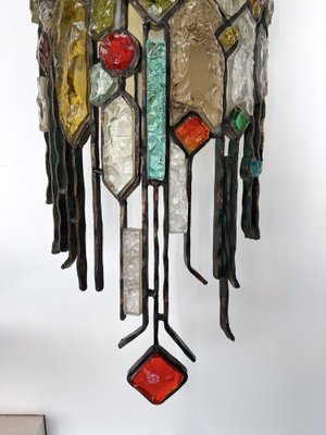 Italian Hammered Glass and Wrought Iron Sconce From Longobard, 1970s-FUE-1311956