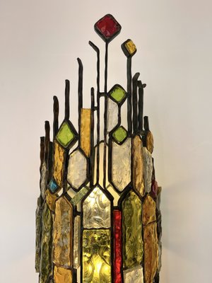 Italian Hammered Glass and Wrought Iron Sconce From Longobard, 1970s-FUE-1311956