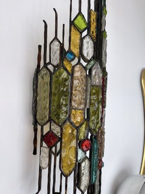 Italian Hammered Glass and Wrought Iron Sconce From Longobard, 1970s-FUE-1311956