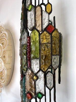 Italian Hammered Glass and Wrought Iron Sconce From Longobard, 1970s-FUE-1311956