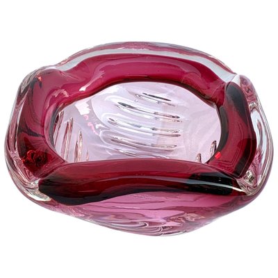 Italian Hand Blown Pink, Purple and Blue Sommerso Murano Glass Bowl from Seguso, 1960s-JDR-1126209