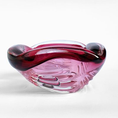 Italian Hand Blown Pink, Purple and Blue Sommerso Murano Glass Bowl from Seguso, 1960s-JDR-1126209