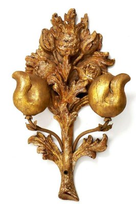 Italian Hand-Carved & Gilded Wooden Wall Relief Sconce-ESB-1376925