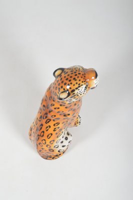 Italian Hand Painted Ceramic Leopard Sculpture, 1970s-VCR-2017598