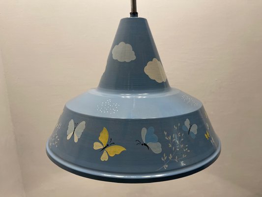 Italian Hand Painted Metal Light Pendants, 1980s, Set of 2-JJC-1776904