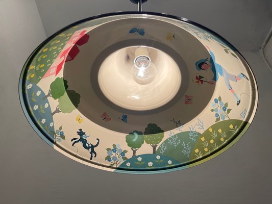 Italian Hand Painted Metal Light Pendants, 1980s, Set of 2-JJC-1776904