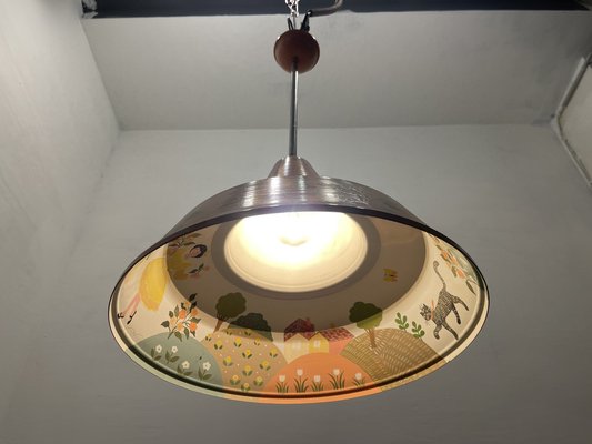 Italian Hand Painted Metal Light Pendants, 1980s, Set of 2-JJC-1776904