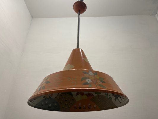 Italian Hand Painted Metal Light Pendants, 1980s, Set of 2-JJC-1776904