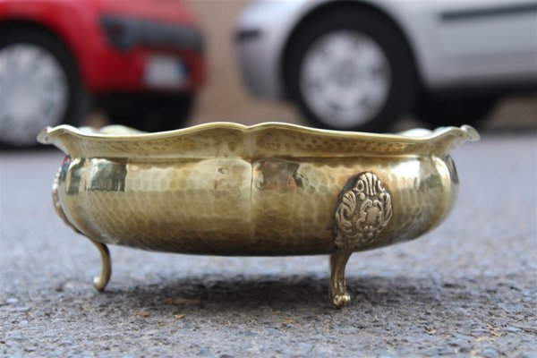 Italian Handmade Hammered Brass Bowl, 1970s-EH-703929