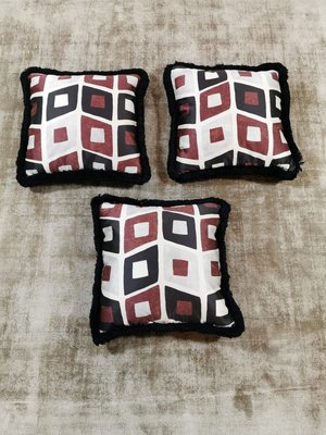 Italian Handmade Satin and Velvet Cushions, 1960s, Set of 3-QRS-712620