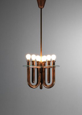 Italian Hanging Lamp in Bent Copper Tubes, 1950s-YU-1808234