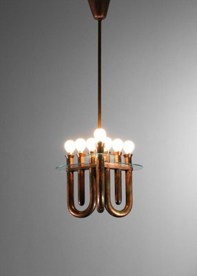 Italian Hanging Lamp in Bent Copper Tubes, 1950s-YU-1808234