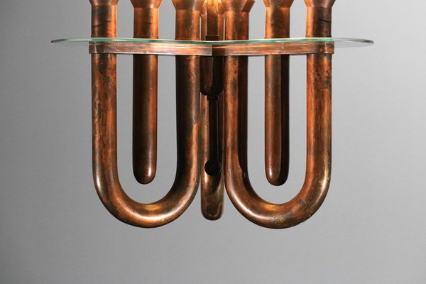 Italian Hanging Lamp in Bent Copper Tubes, 1950s-YU-1808234