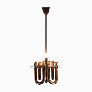 Italian Hanging Lamp in Bent Copper Tubes, 1950s-YU-1808234