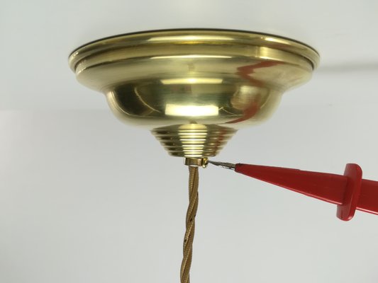 Italian Hanging Lamp with Opal Glass Shade, 1950s-KDB-1358169