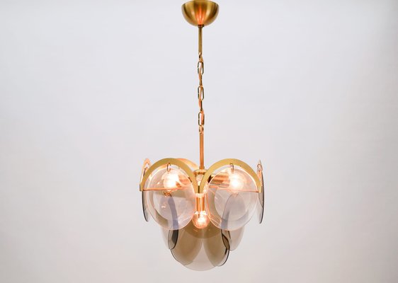 Italian Hanging Lamp with Smoked Glass Panes, 1960s-KQB-1173609