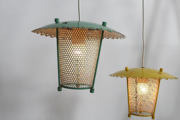 Italian Hanging Lamp with Two Lanterns, 1950s-AA-1703282