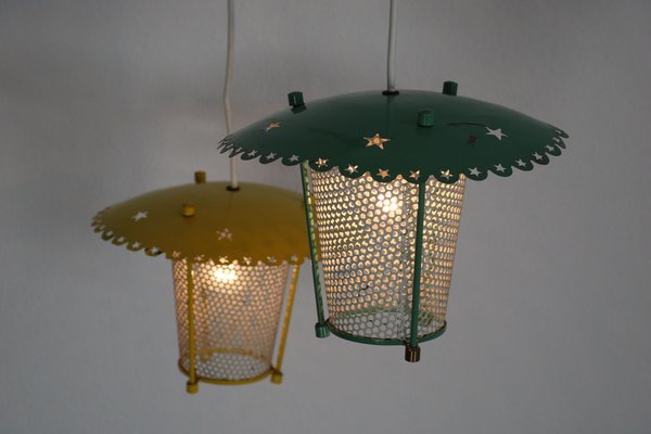 Italian Hanging Lamp with Two Lanterns, 1950s-AA-1703282