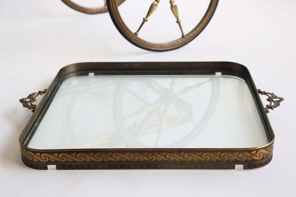 Italian Hollywood Regency Bar Cart / Trolley in Brass & Glass, 1945-WIP-2041182