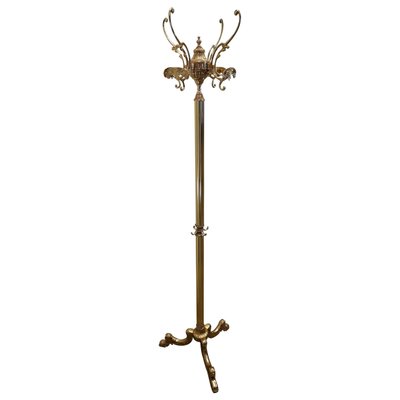 Italian Hollywood Regency Brass Floor Coat Rack, 1980s-EUP-781924