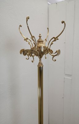 Italian Hollywood Regency Brass Floor Coat Rack, 1980s-EUP-781924