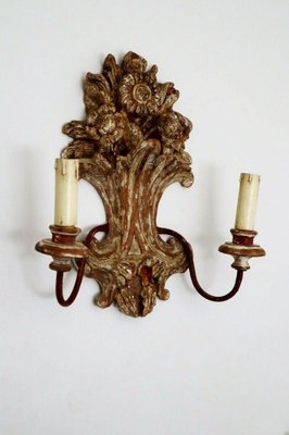 Italian Hollywood Regency Wall Lamp in Giltwood-ESB-1376892