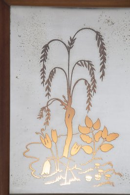 Italian Illuminated Wooden Mirror with Flowers, 1930s-RCE-1420573