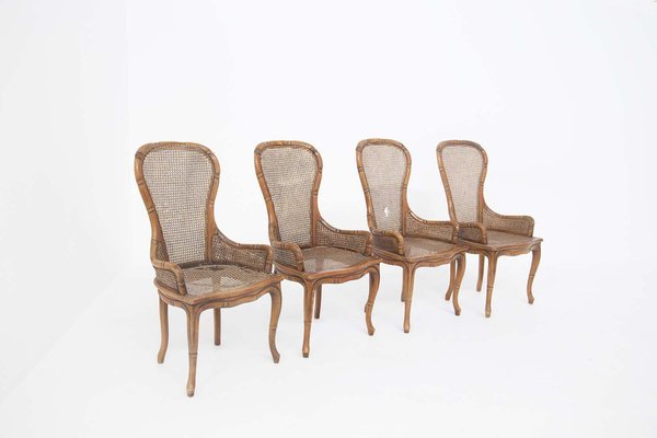 Italian Imitation Bamboo and Rattan Chairs by Giorgetti, Set of 4-RCE-1099512