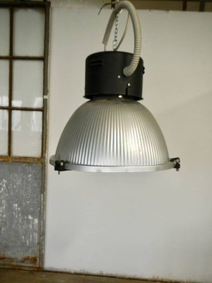 Italian Industrial Aluminum and Glass Ceiling Lamp from Disano, 1980s-WWQ-746042