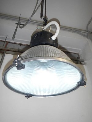 Italian Industrial Aluminum and Glass Ceiling Lamp from Disano, 1980s-WWQ-746042