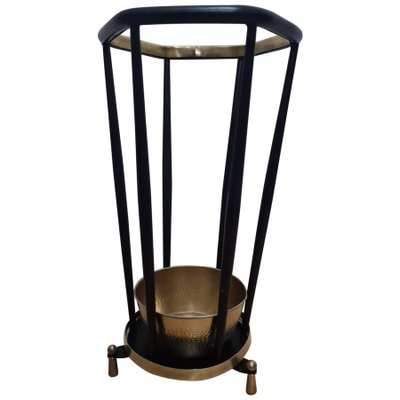 Italian Iron and Brass Umbrella Stand, 1960s-HQI-1125372