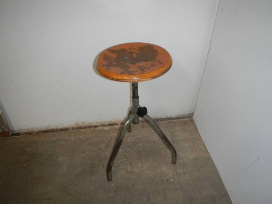 Italian Iron and Wood Stool, 1950s-WWQ-742896