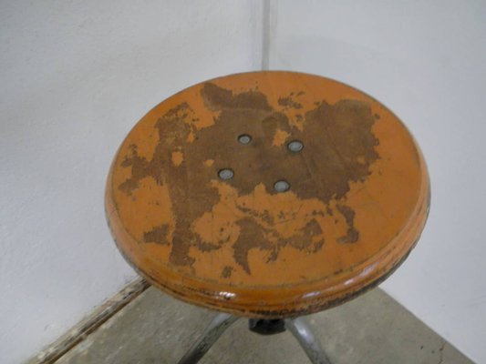 Italian Iron and Wood Stool, 1950s-WWQ-742896