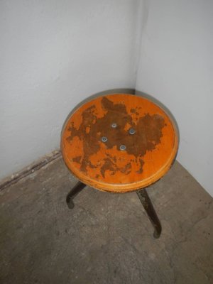 Italian Iron and Wood Stool, 1950s-WWQ-742896