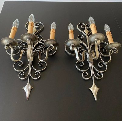 Italian Iron Wall Lights, 1960s, Set of 2-XRG-2035810