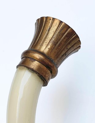 Italian Ivory White Blown Murano Glass & Coppered Brass Sconces, 1940s, Set of 2-JDR-1125984