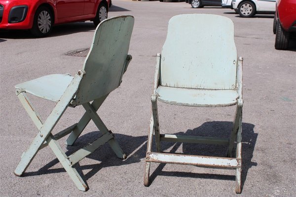 Italian Lacquered Curved Wood Folding Chairs, 1950s, Set of 2-EH-732035