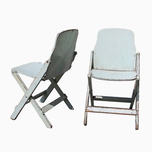 Italian Lacquered Curved Wood Folding Chairs, 1950s, Set of 2-EH-732035