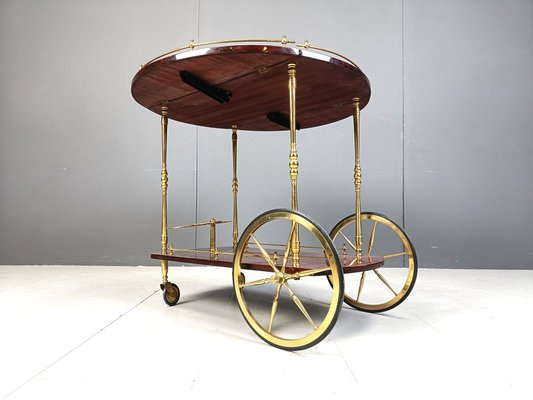 Italian Lacquered Goatskin Parchment Serving Bar Cart attributed to Aldo Tura, 1960s-IRH-2032330