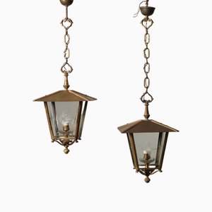 Italian Lanterns in Brass and Glass, Set of 2-VMM-2033346