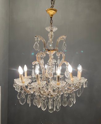 Italian Large Crystal Murano Glass Chandelier, 1950s-JJC-1056641