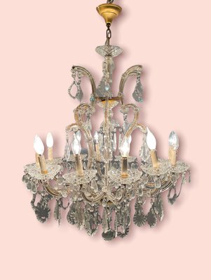 Italian Large Crystal Murano Glass Chandelier, 1950s-JJC-1056641