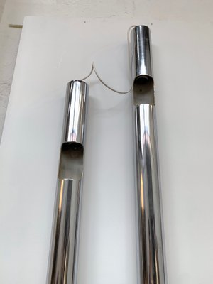 Italian Large Organs Metal Chrome Sconces from Reggiani. 1970s, Set of 2-FUE-733551