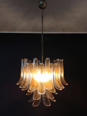 Italian Lattimo Murano Glass Chandelier with 36 Amber-Colored Petals,1988-FHZ-878762