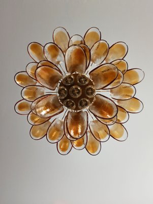 Italian Lattimo Murano Glass Chandelier with 36 Amber-Colored Petals,1988-FHZ-878762